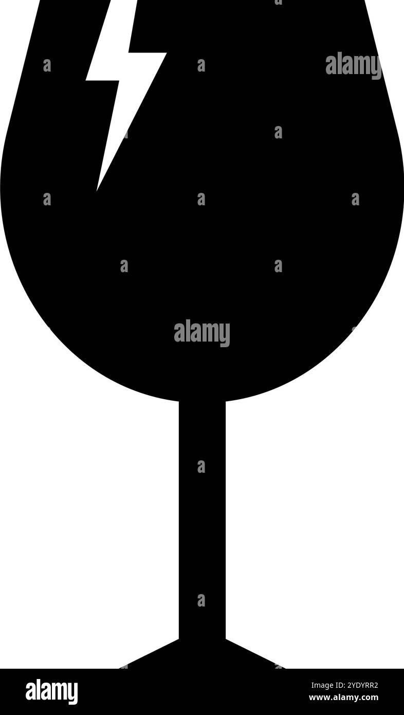 Icône de silhouette en verre fissuré. Fragile. Vecteur modifiable. Illustration de Vecteur