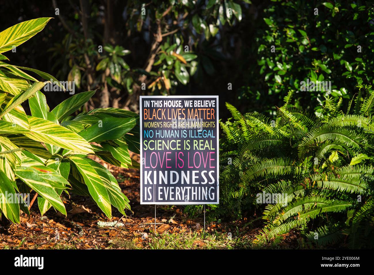 Savannah, Géorgie, 2024 Kamala D. Harris signes politiques qui sont affichés par les gens dans leurs maisons et la cour avant. ©Paul Todd/OUTSIDEIMAGES. COM OUT Banque D'Images