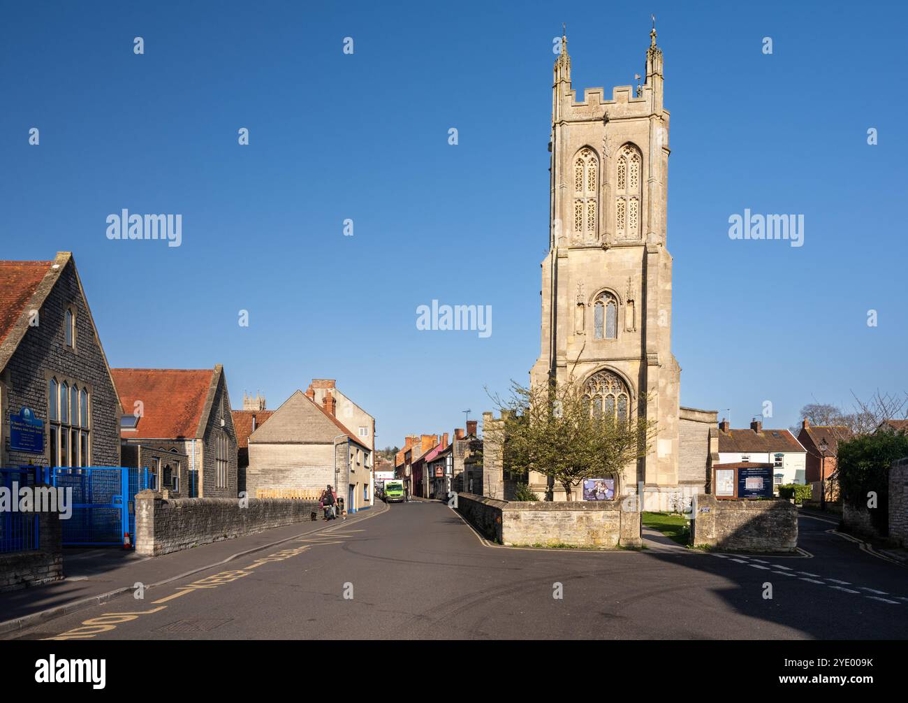 L'église traditionnelle de St Benoît à Glastonbury, Angleterre. Banque D'Images