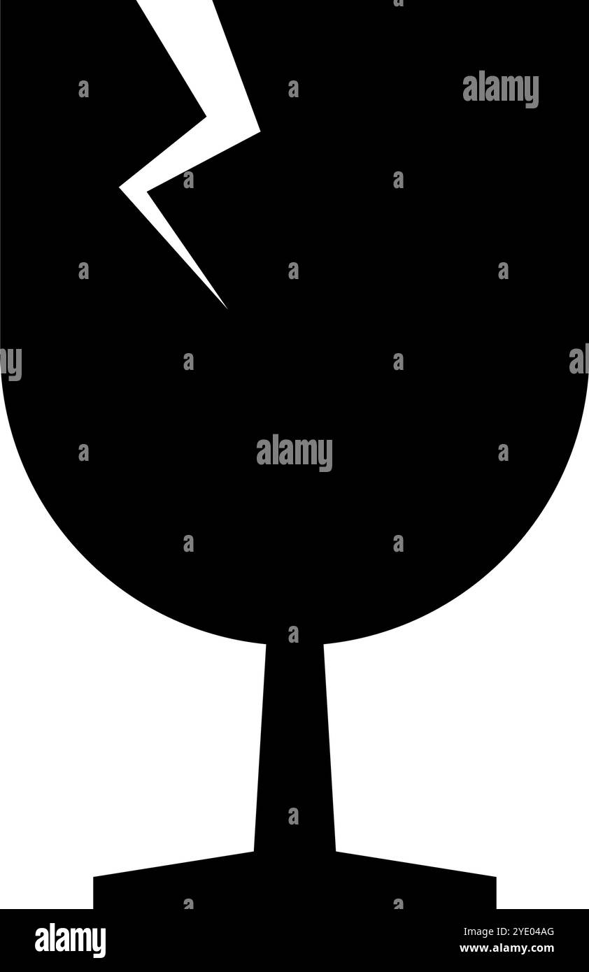 Icône de silhouette en verre fissuré. Fragile. Vecteur modifiable. Illustration de Vecteur