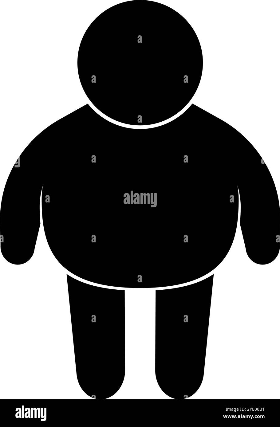 Icône de silhouette d'homme gras. Corps chubby. Vecteur modifiable. Illustration de Vecteur