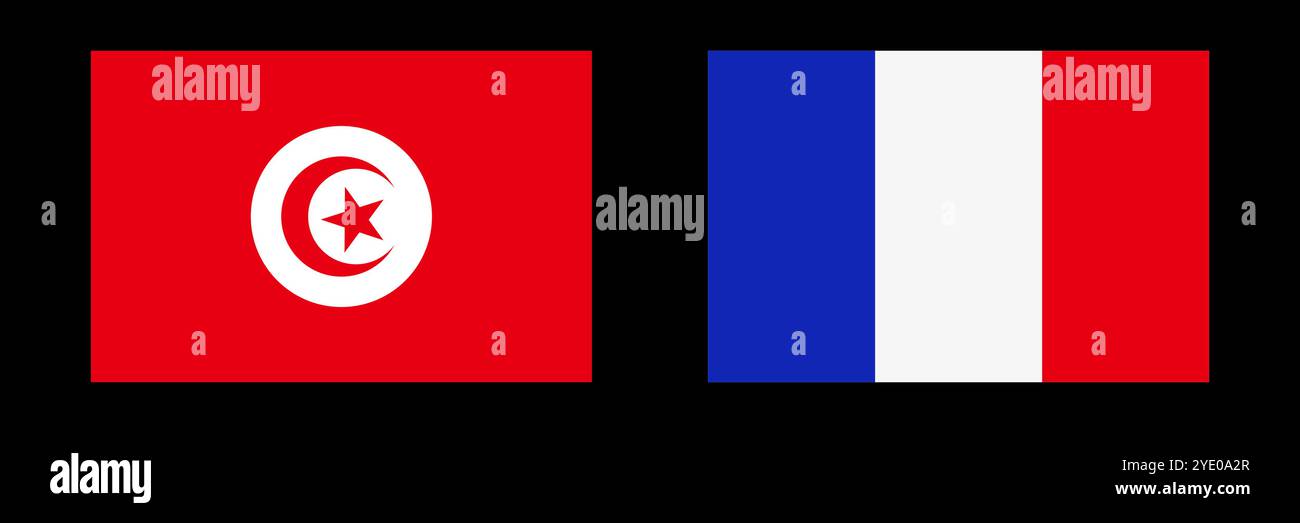 Jeu d'icônes de drapeaux tunisiens et français. Vecteur modifiable. Illustration de Vecteur