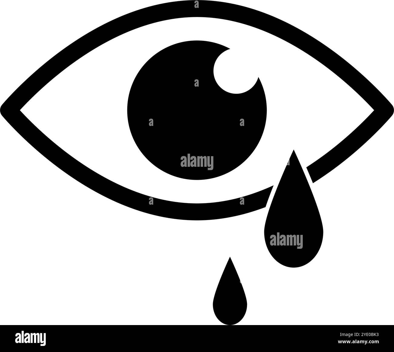 Icône de silhouette d'oeil pleurer. Vecteur modifiable. Illustration de Vecteur