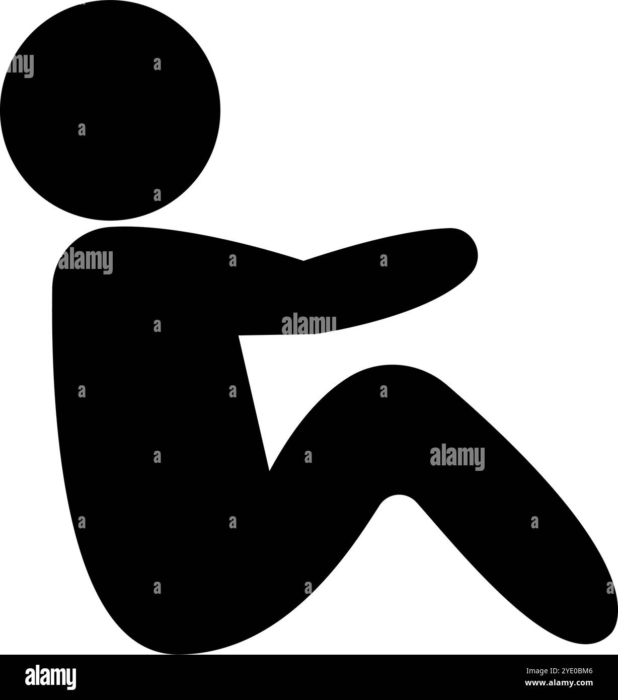 Icône de silhouette de personne assise simple tenant les genoux. Vecteur modifiable. Illustration de Vecteur