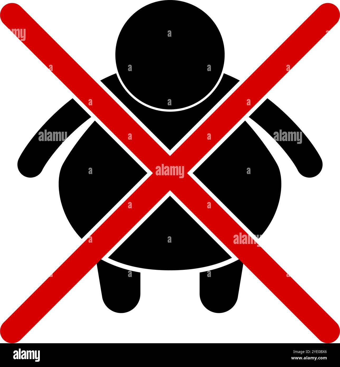 Signe interdit personne grasse. Restrictions de poids. Vecteur modifiable. Illustration de Vecteur