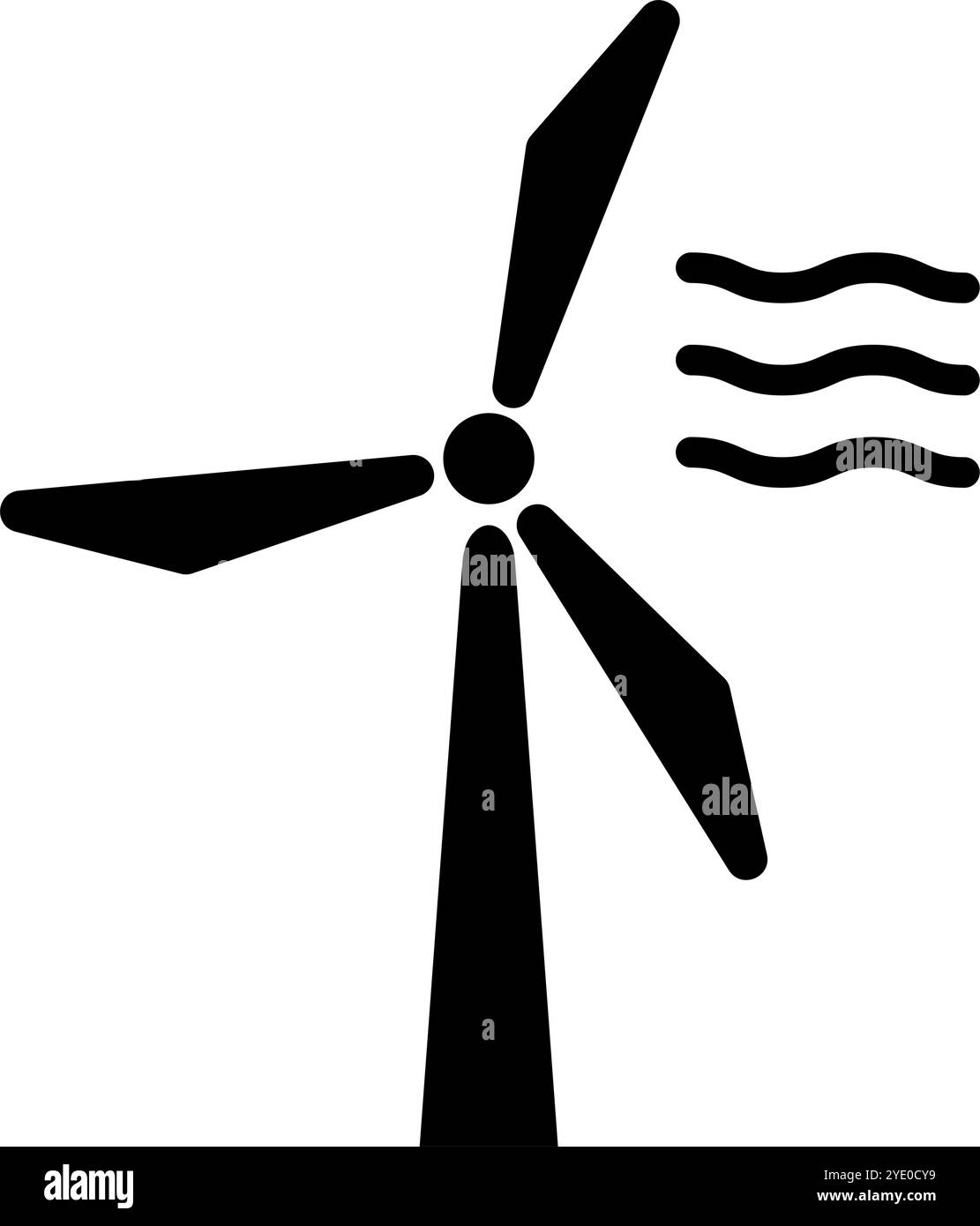 Génération d'énergie éolienne et icône de silhouette du vent. Vecteur modifiable. Illustration de Vecteur