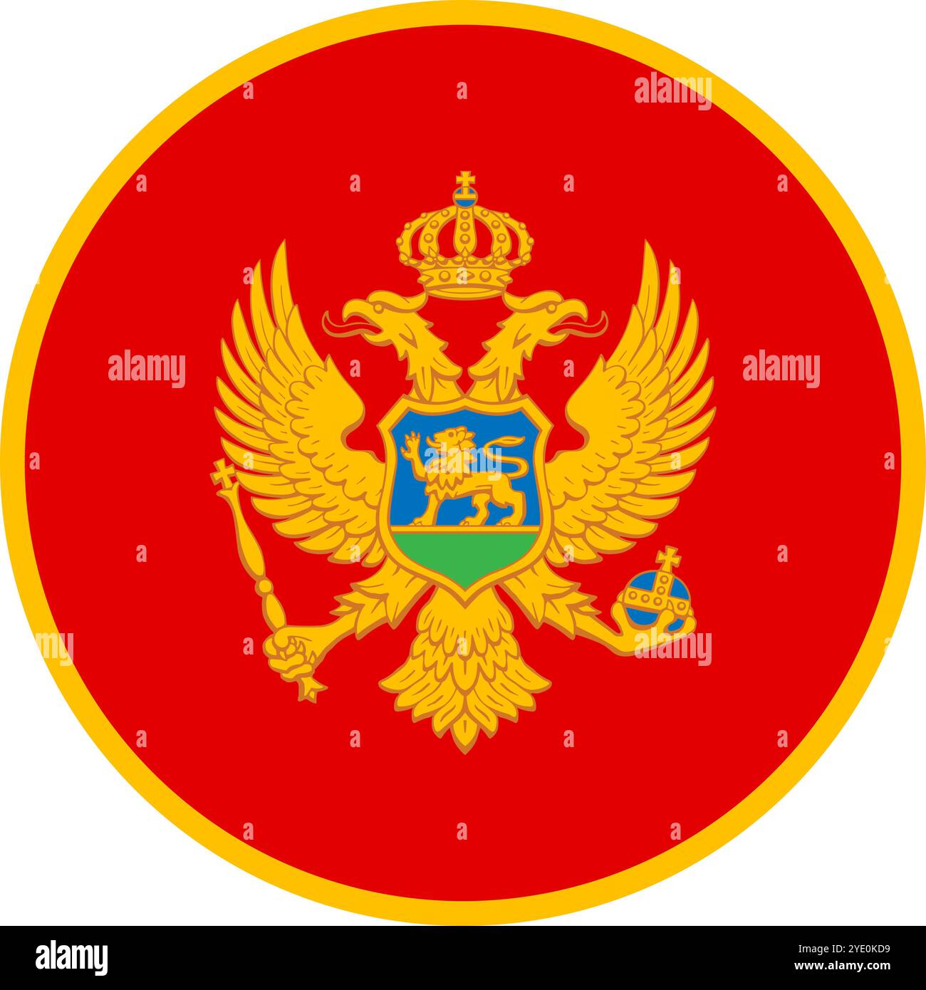 Drapeau de cercle du Monténégro, drapeau de cercle du Monténégro, images vectorielles Illustration de Vecteur