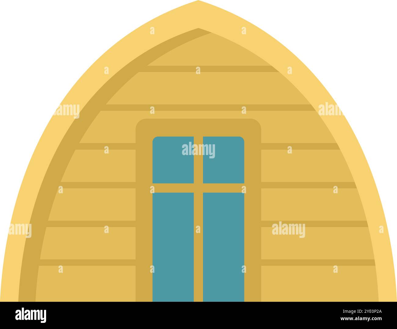 Petite maison en bois avec toit voûté avec une grande fenêtre, parfaite pour une vie minimaliste Illustration de Vecteur