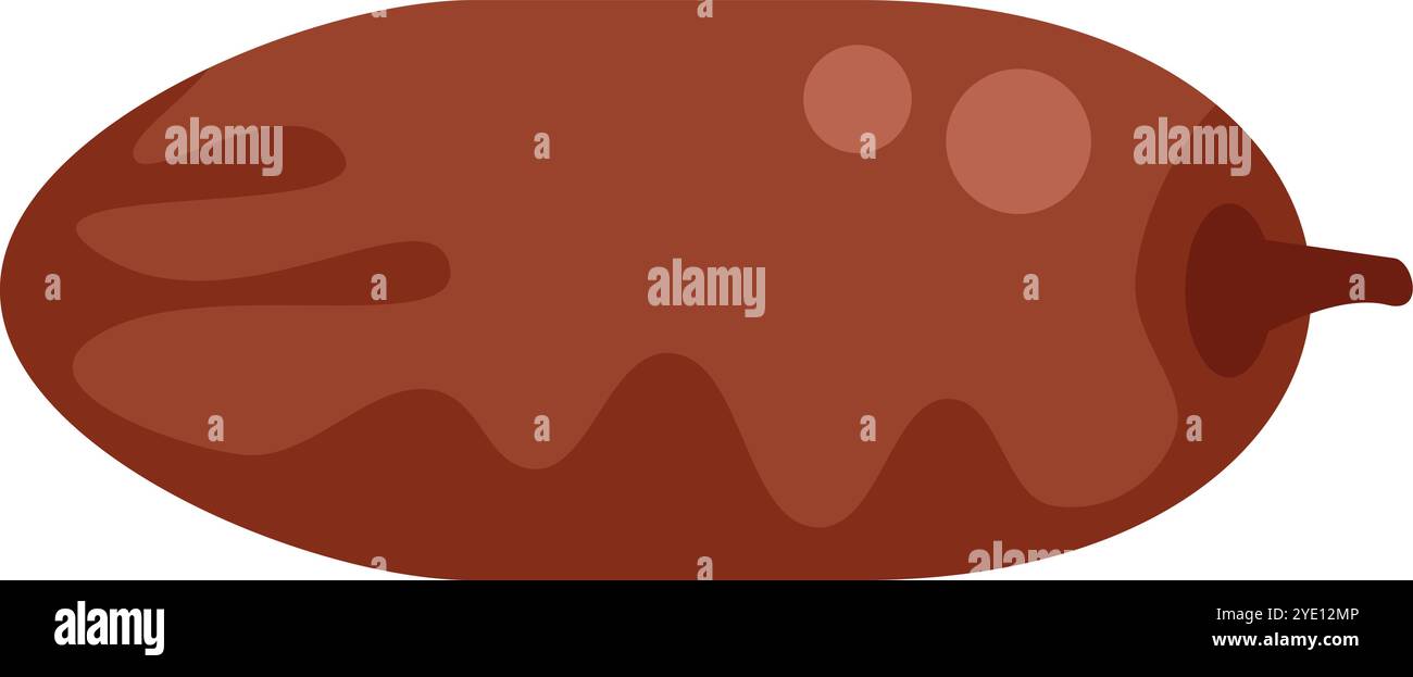 Le fruit de dattes unique et mûr est couché horizontalement, mettant en valeur sa riche couleur brune et sa texture invitante Illustration de Vecteur