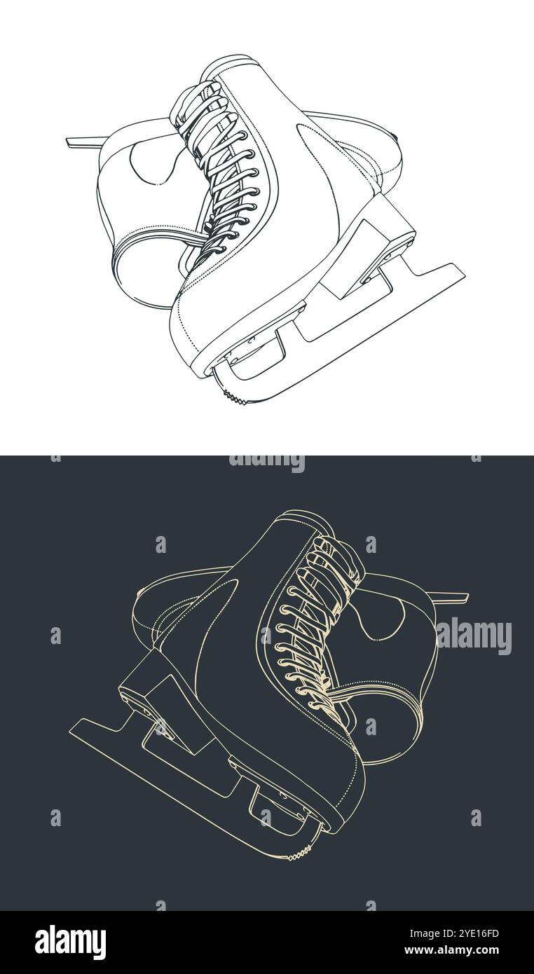 Illustrations vectorielles stylisées de patins de patinage artistique Illustration de Vecteur
