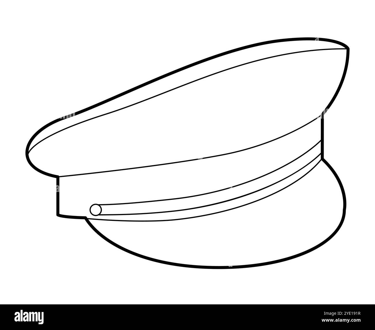 Bouchon à crête avec crête. Chapeau pour la tête Fashion accessoire vêtements illustration technique. Casque vectoriel pour hommes, femmes, style unisexe, modèle plat CAD maquette contour d'esquisse isolé Illustration de Vecteur