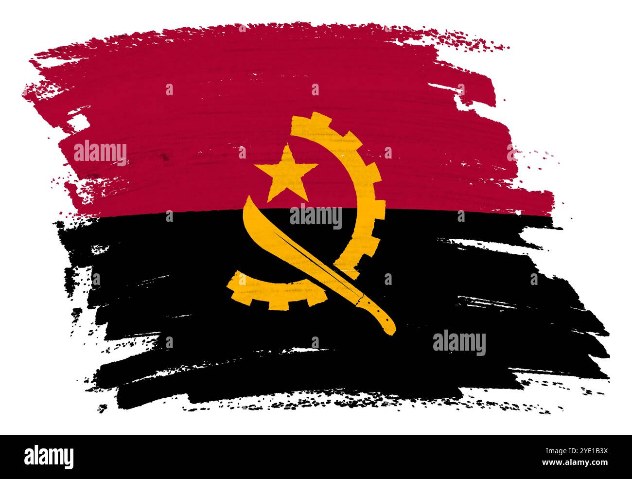 Coup de pinceau de peinture drapeau angolais Banque D'Images