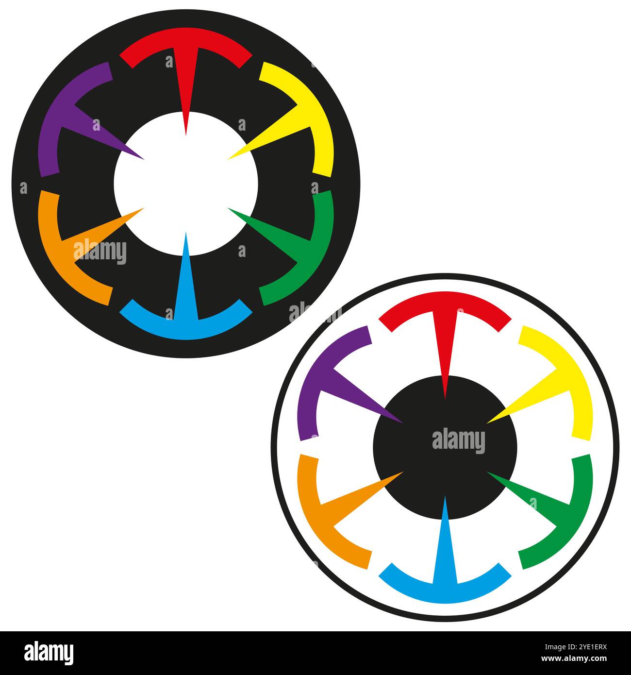 Icône de roue chromatique. Symbole arc-en-ciel circulaire. Elément vectoriel multicolore. Illustration de conception lumineuse. EPS Illustration de Vecteur