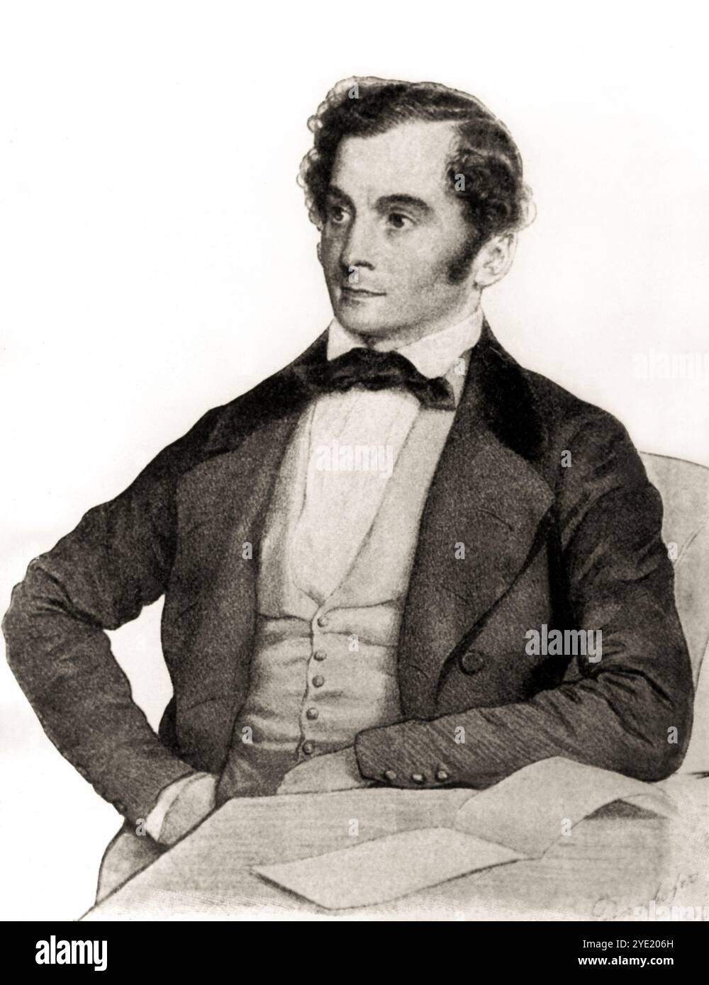 1846 , ALLEMAGNE : le compositeur allemand de musique classique, chanteur et chef d'orchestre ALBERT LORTZING ( 1801 - 1851 ) . Portrait de August Prinzhofer ( 1817 - 1885 ) . - HISTOIRE - FOTO STORICHE - MUSICA CLASSICA - cravatta - fiocco - collier - colletto - CANTANTE - DIRETTORE D'ORCHESTRA - CHEF D'ORCHESTRE - gravure - incisione - illustration - illustrazione -- Archivio GBB Banque D'Images