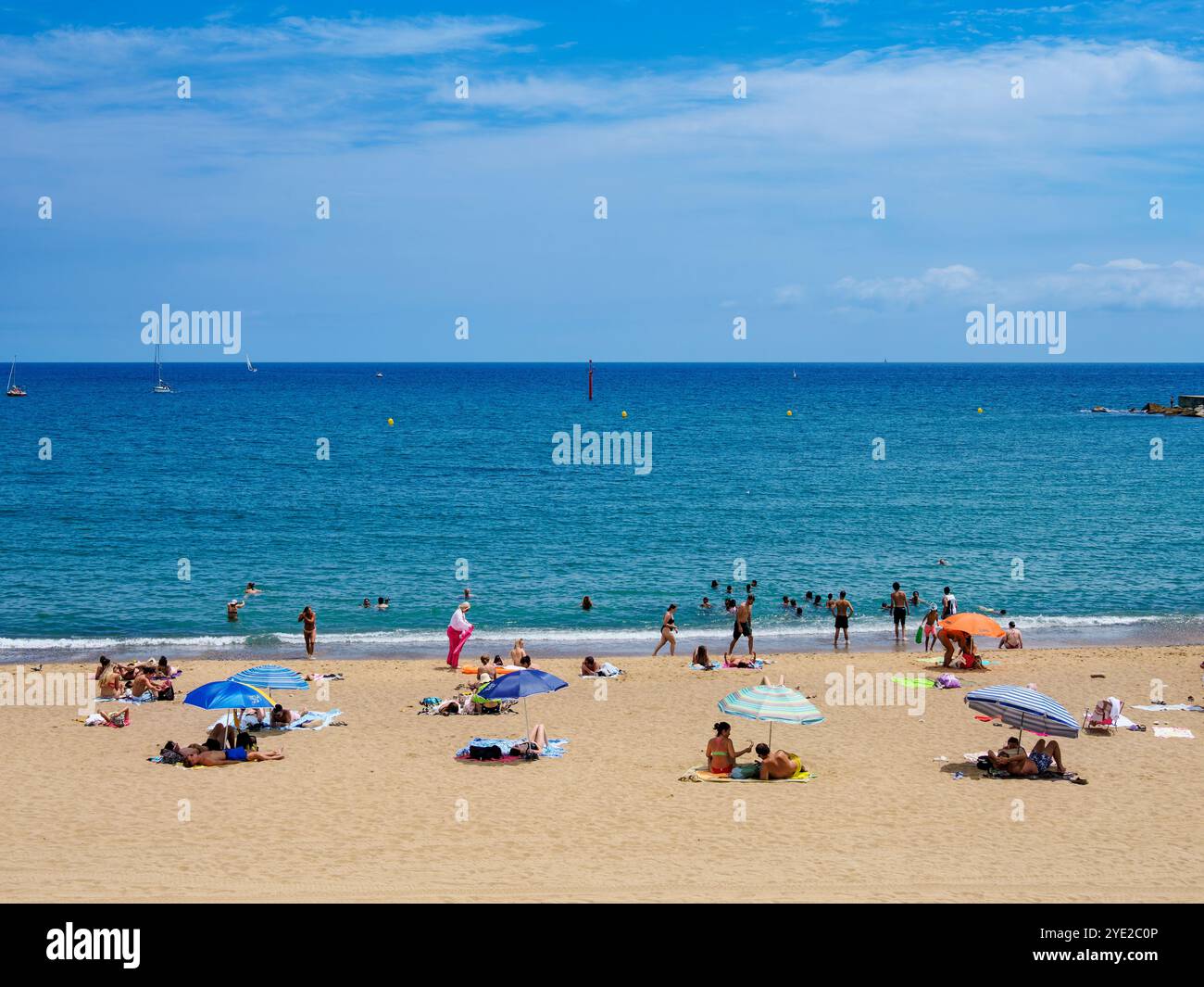 Plage de la Barceloneta, Barcelone, Catalogne, Espagne Banque D'Images
