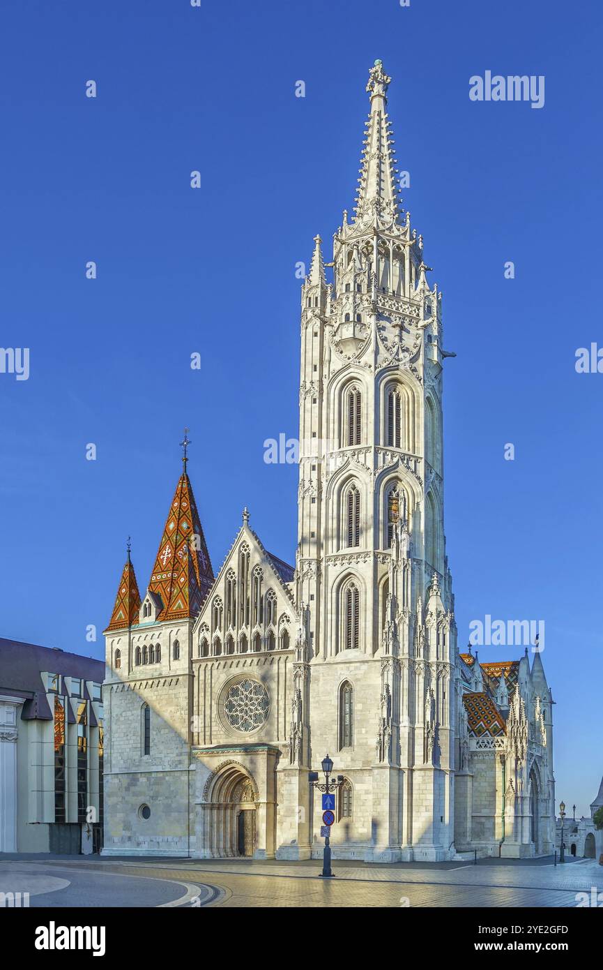 Église de l'Assomption du château de Buda plus communément connu sous le nom d'église Matthias est une église catholique romaine située sur la place de la Sainte Trinité, Banque D'Images