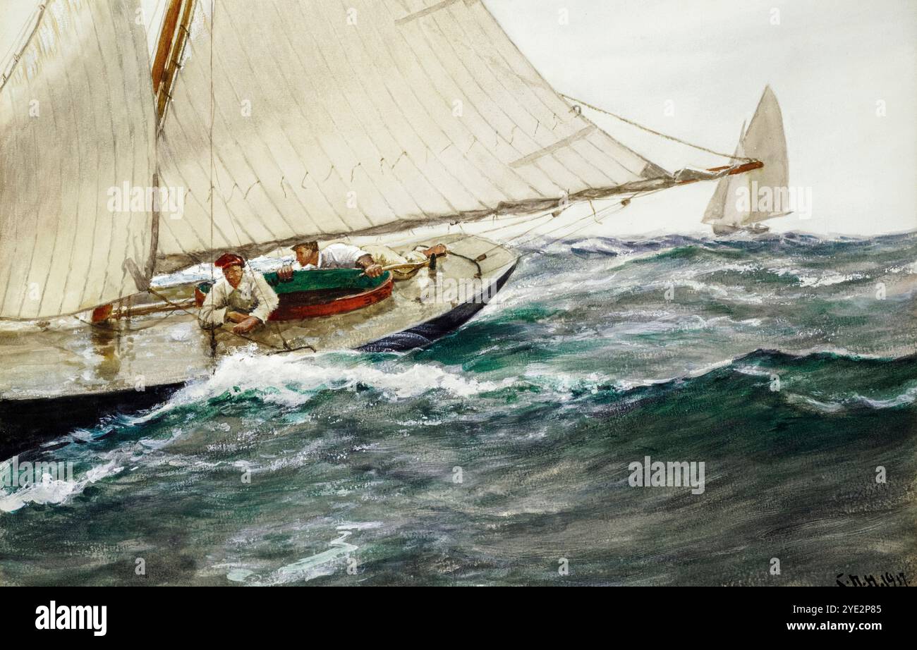 A Yacht Race, aquarelle avec couleur corporelle par Charles Napier Hemy, 1917 Banque D'Images