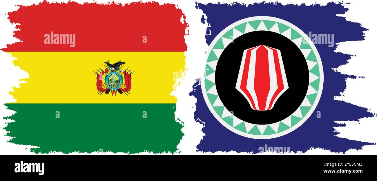 Bougainville et Bolivie grunge drapeaux connexion, vecteur Illustration de Vecteur