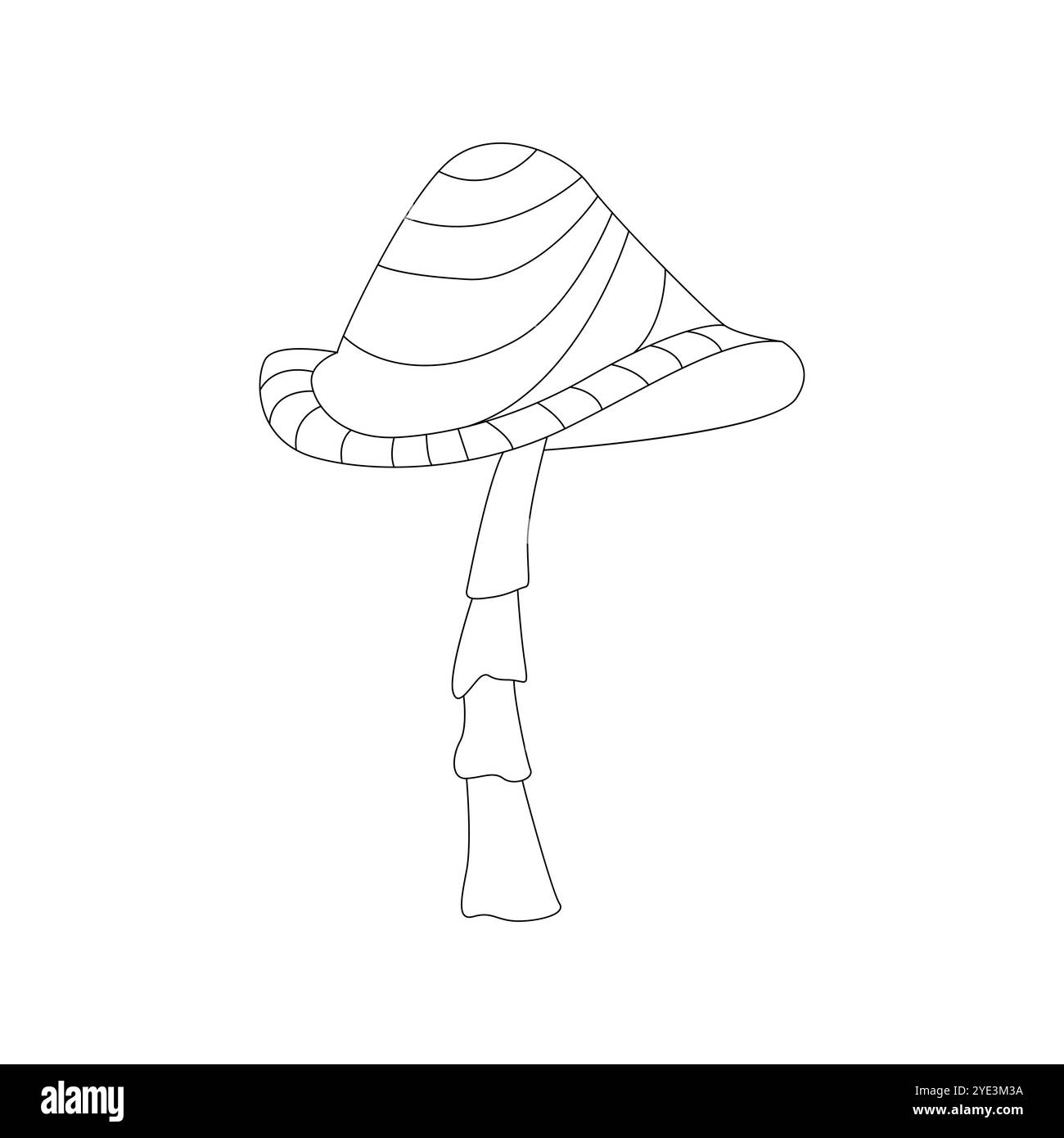 Champignon psychédélique de ligne Groovy avec chapeau ondulé, illustration vectorielle drôle de toadstool Illustration de Vecteur