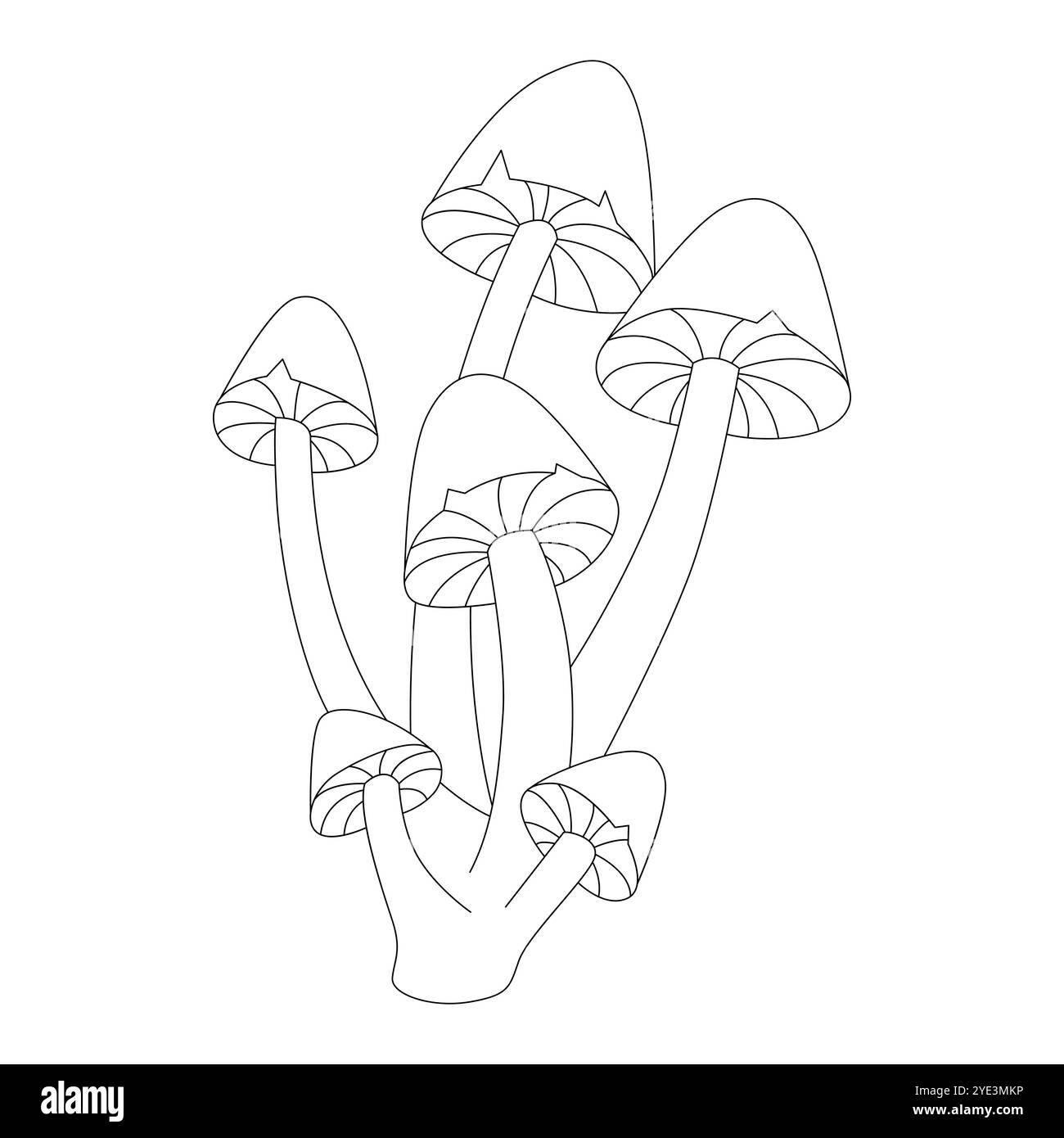 Champignons forestiers psychédéliques de ligne Groovy, illustration vectorielle de famille de toadstools drôles Illustration de Vecteur