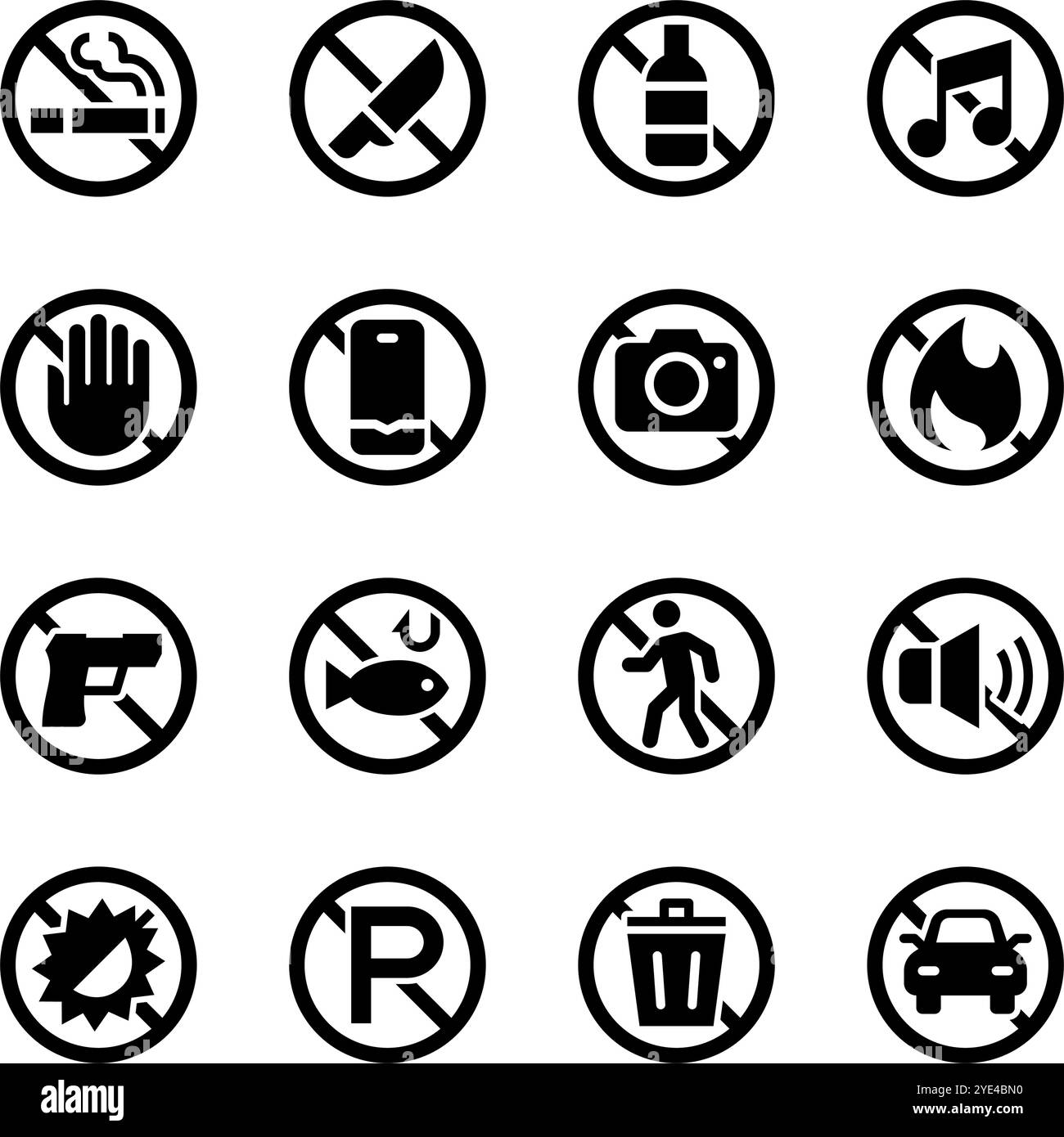 non, ban, ensemble de signe d'interdiction, vecteur et illustration Illustration de Vecteur