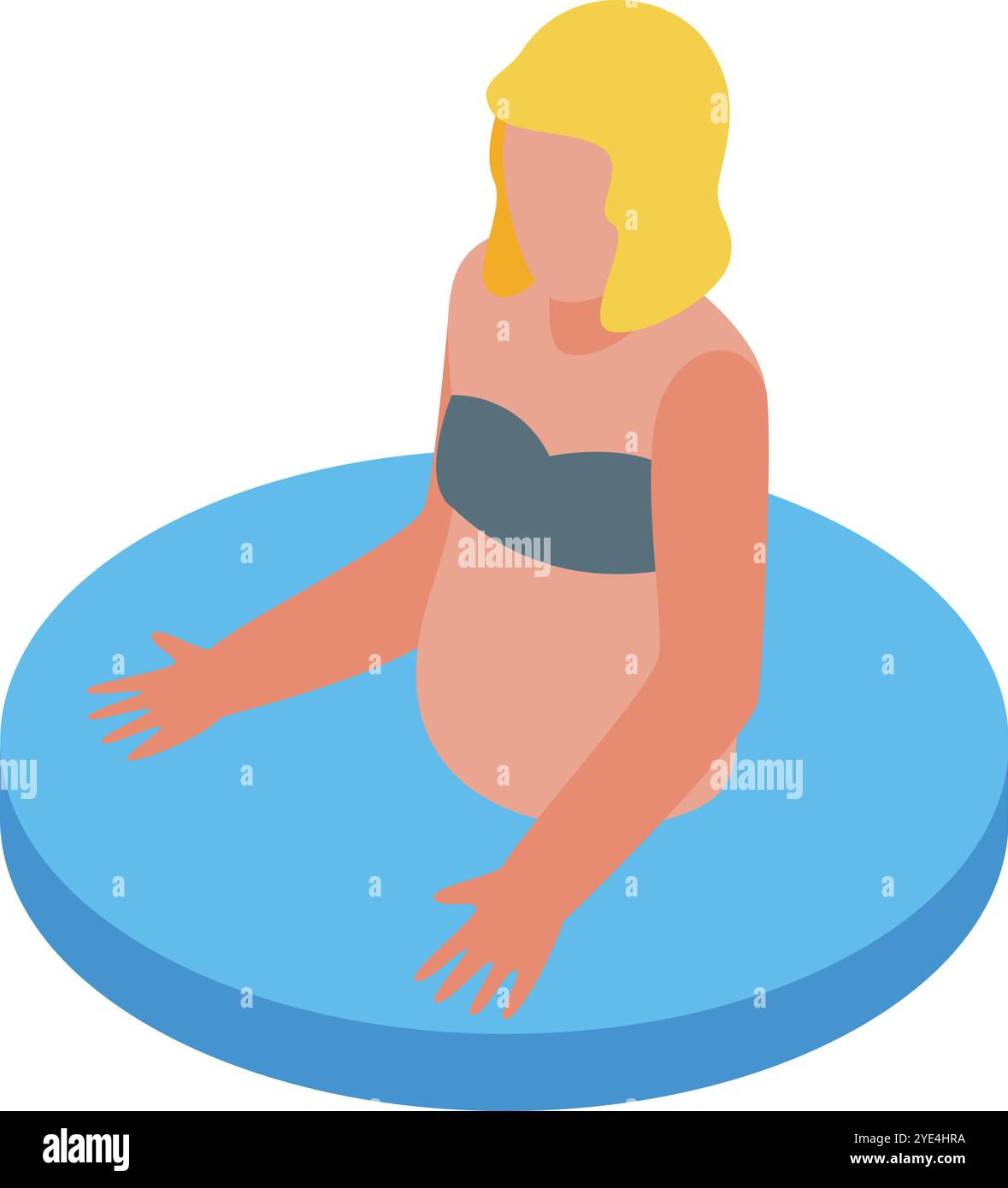 Femme enceinte se relaxant dans une piscine d'accouchement, profitant de l'eau apaisante pendant le travail Illustration de Vecteur