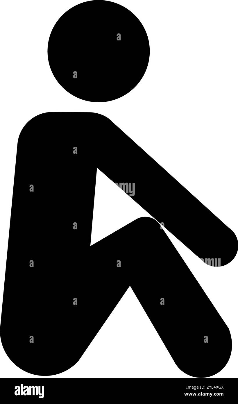 Personne assise sur le sol tenant les genoux. Vecteur modifiable. Illustration de Vecteur