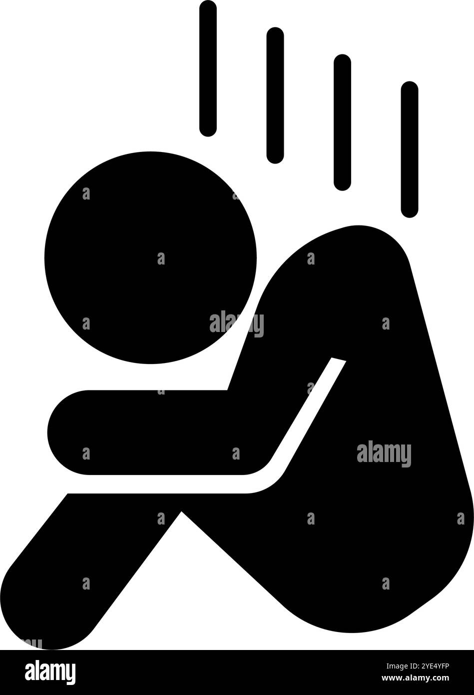 Icône de silhouette de personne assise déprimée. Vecteur modifiable. Illustration de Vecteur