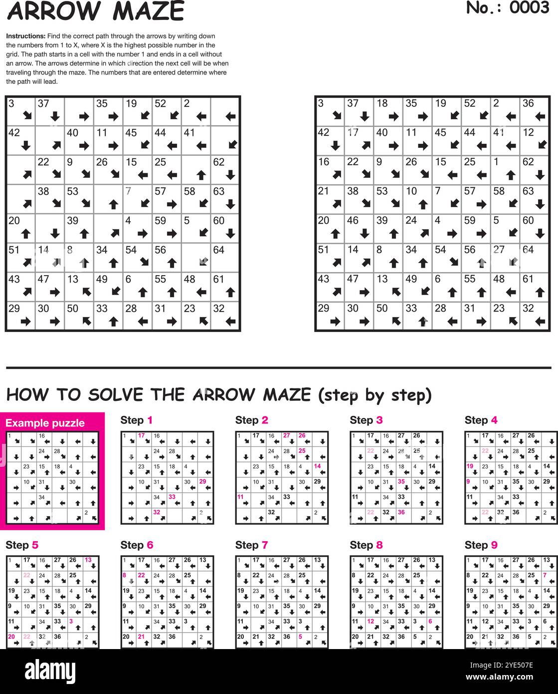 LABYRINTHE DE FLÈCHE 003. Jeu de puzzle de mot de vecteur avec solution. Illustration de Vecteur