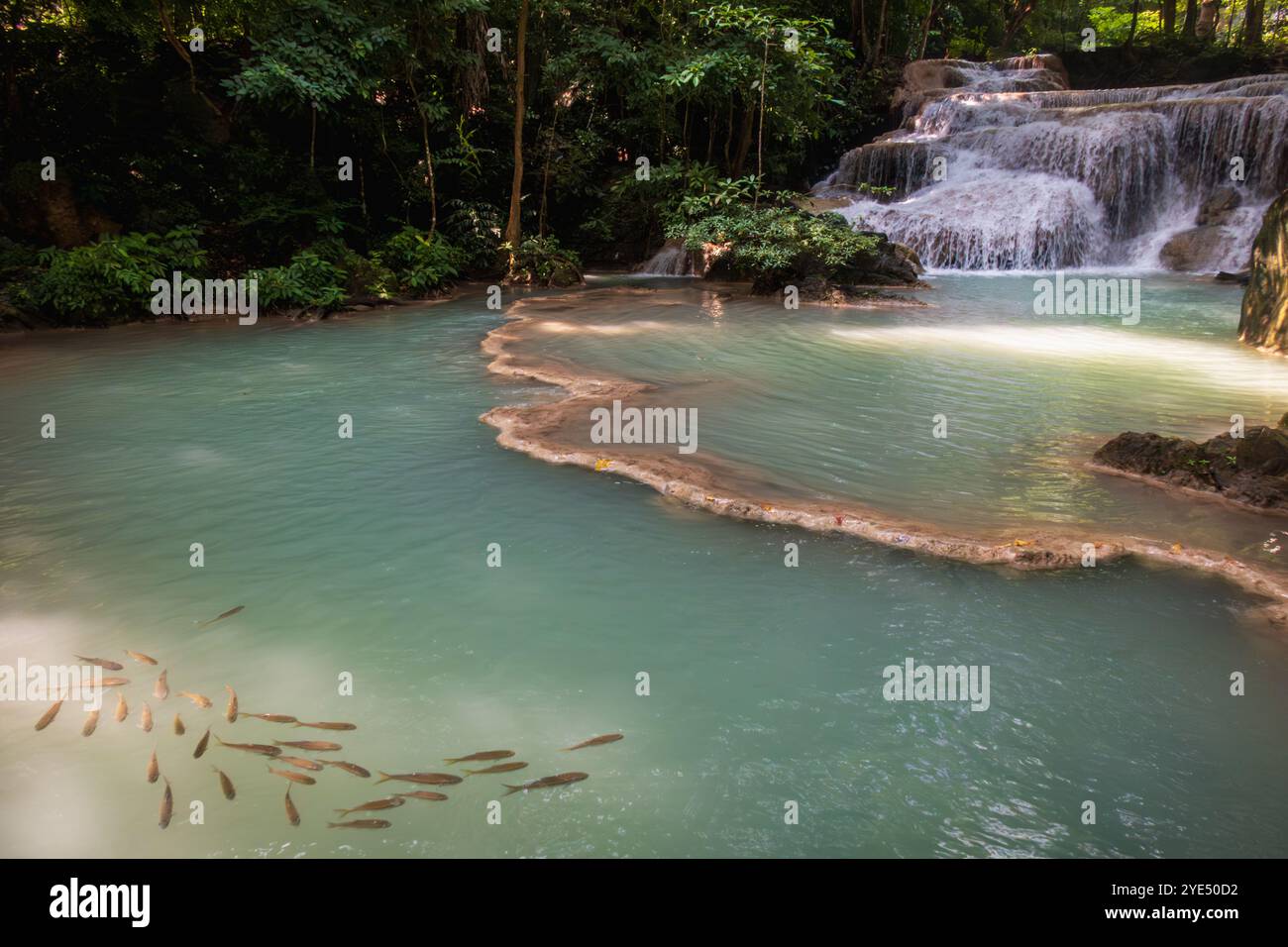 Erawan Watefalls parc national Kanchanaburi Thaïlande Asie du sud-est Banque D'Images