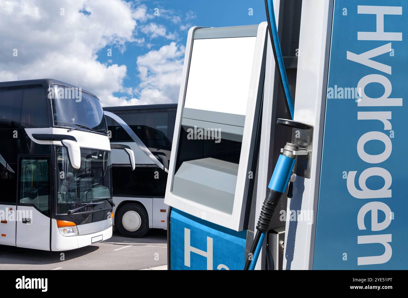 Gare routière. Parking des bus touristiques.. Banque D'Images