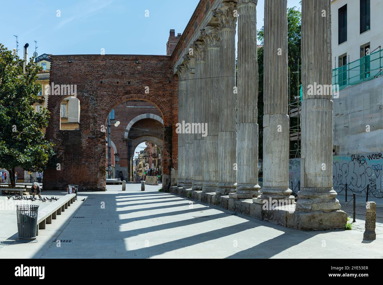 Une image des colonnes de San Lorenzo à Milan. Banque D'Images