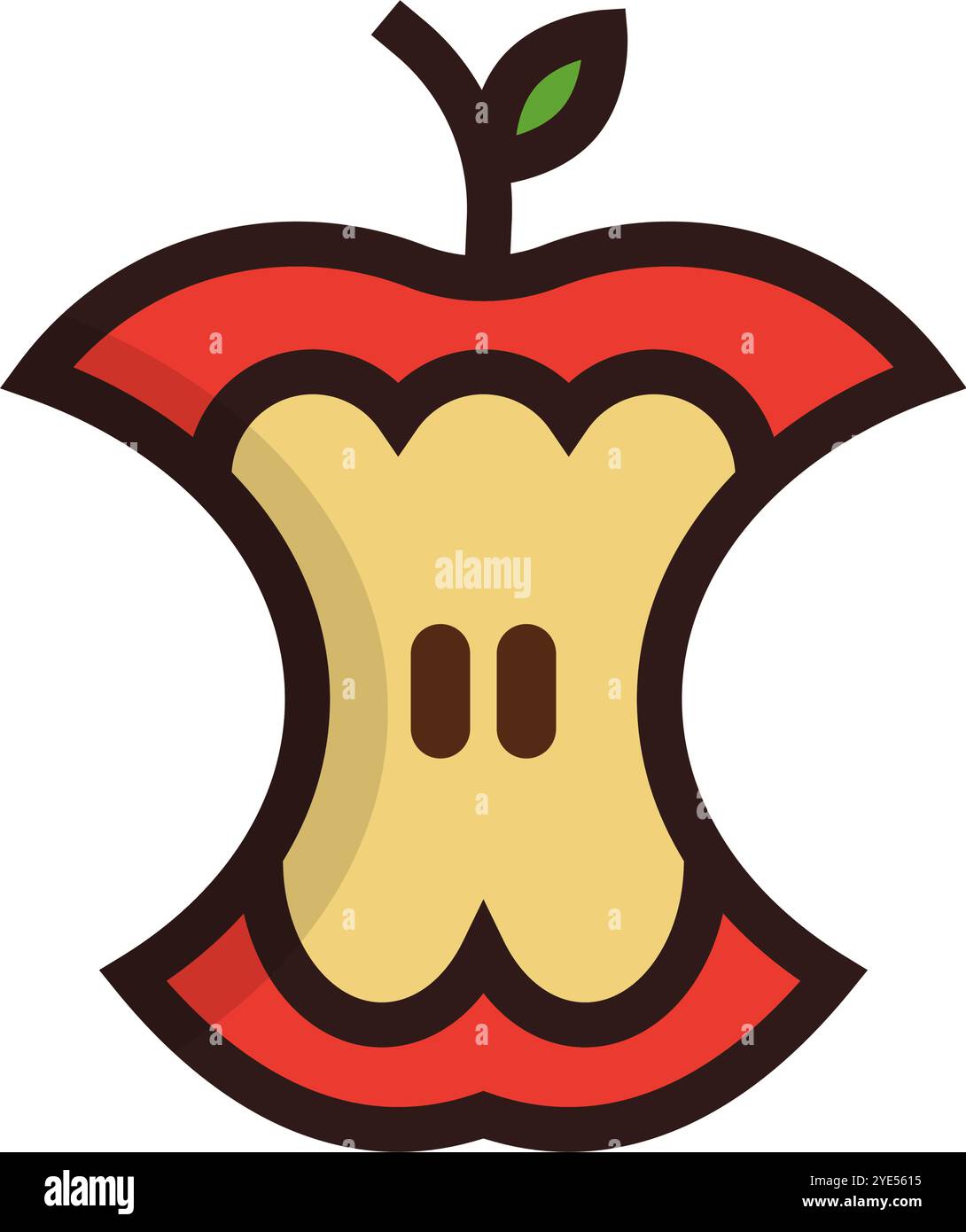 Icône de déchets de pommes. Noyau Apple. Vecteur modifiable. Illustration de Vecteur