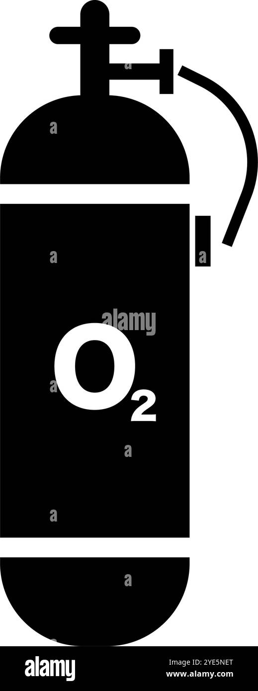 Icône de silhouette de bouteille d'oxygène. Gaz industriel. Vecteur modifiable. Illustration de Vecteur