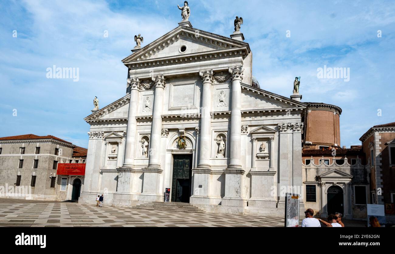 Venise, Vénétie, Italie, façade de Basilica di San Giorgio Maggiore, éditorial seulement. Banque D'Images