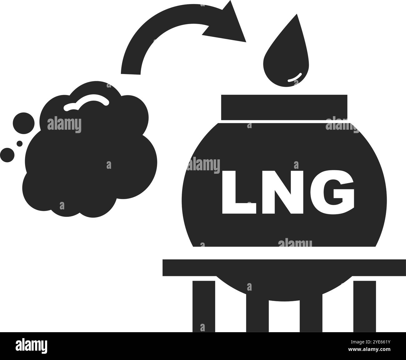 Gaz naturel au GNL et entrer dans l'icône de silhouette de réservoir GNL. Vecteur modifiable. Illustration de Vecteur