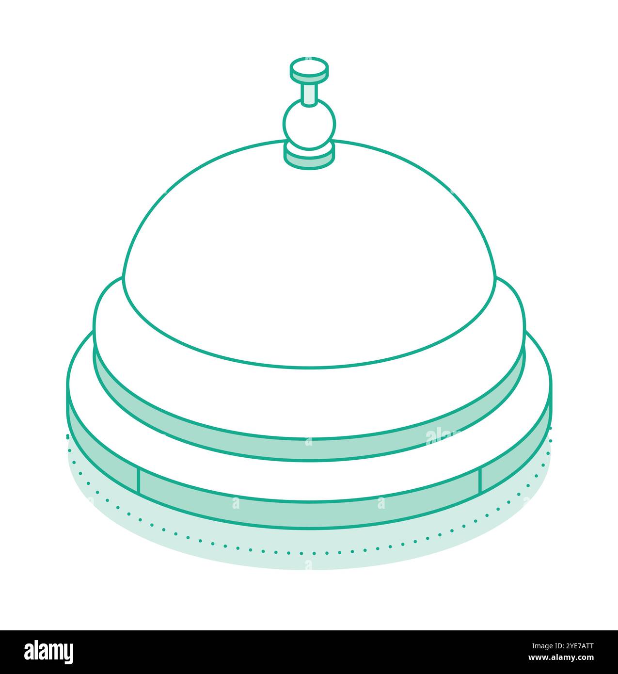 Sonnette isométrique de service hôtelier. Illustration vectorielle. Contour de la sonnerie de réception. Icône ou symbole. Illustration de Vecteur