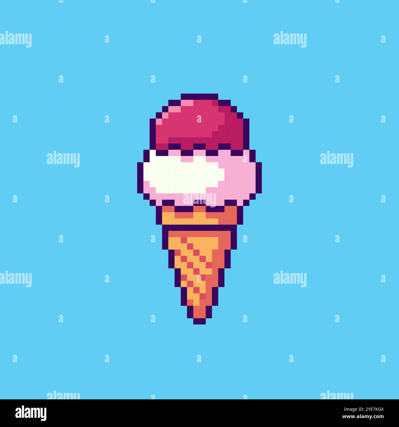 Pixel art Ice Cream Cone conception d'actifs de jeu Illustration de Vecteur