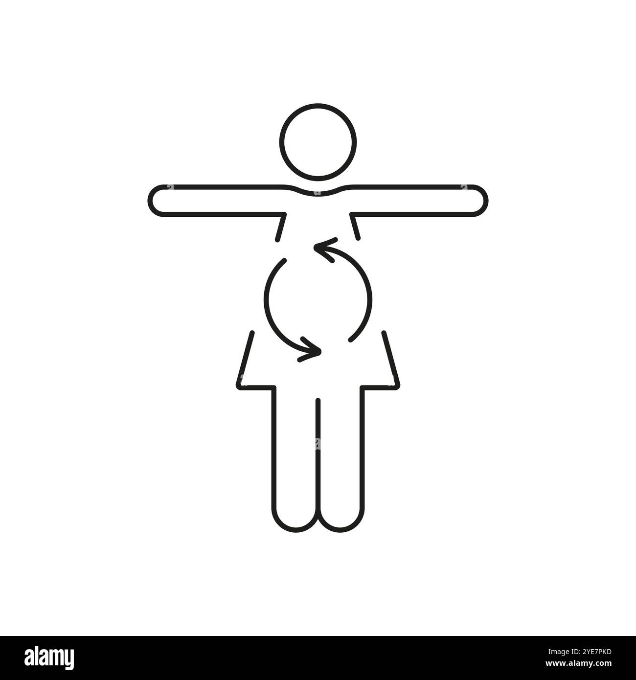 Femme figure icône de ligne avec des flèches indiquant le processus de digestion, représentant la santé digestive, la nutrition et le métabolisme. Vecteur isolé Illustration de Vecteur