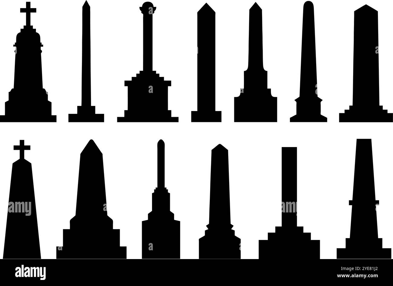 Illustration de différents obélisques isolés sur fond blanc Illustration de Vecteur