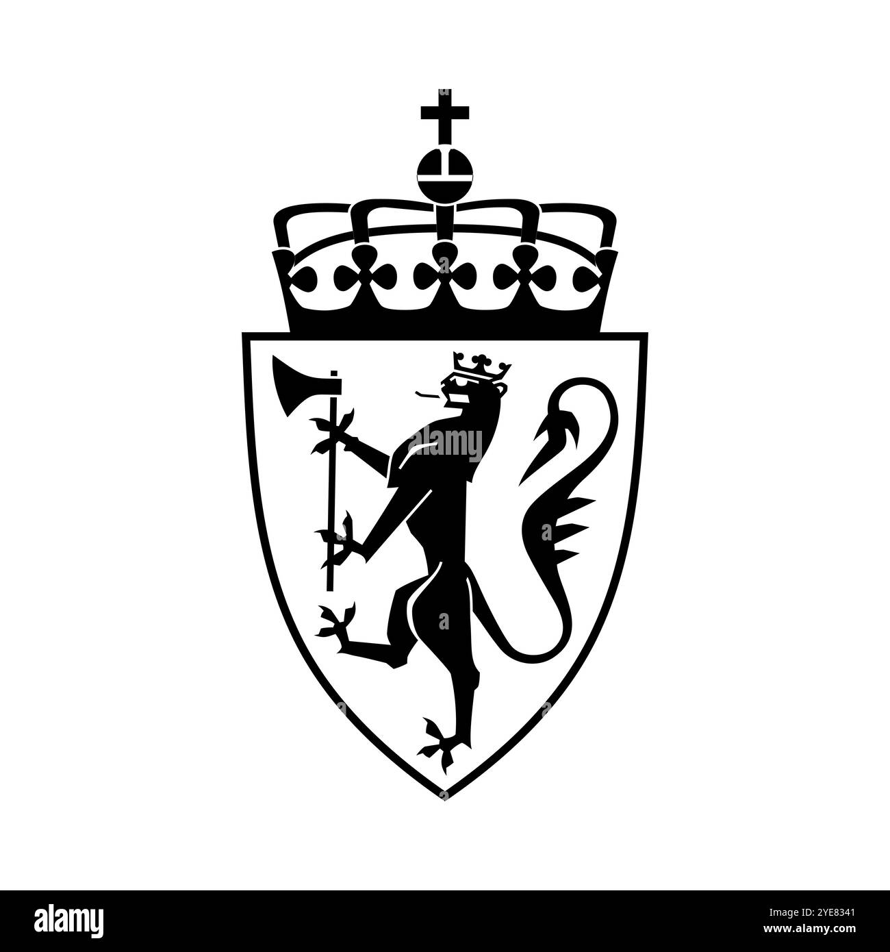 Emblème national de la Norvège armoiries noires et blanches utilisées dans le passeport Illustration de Vecteur