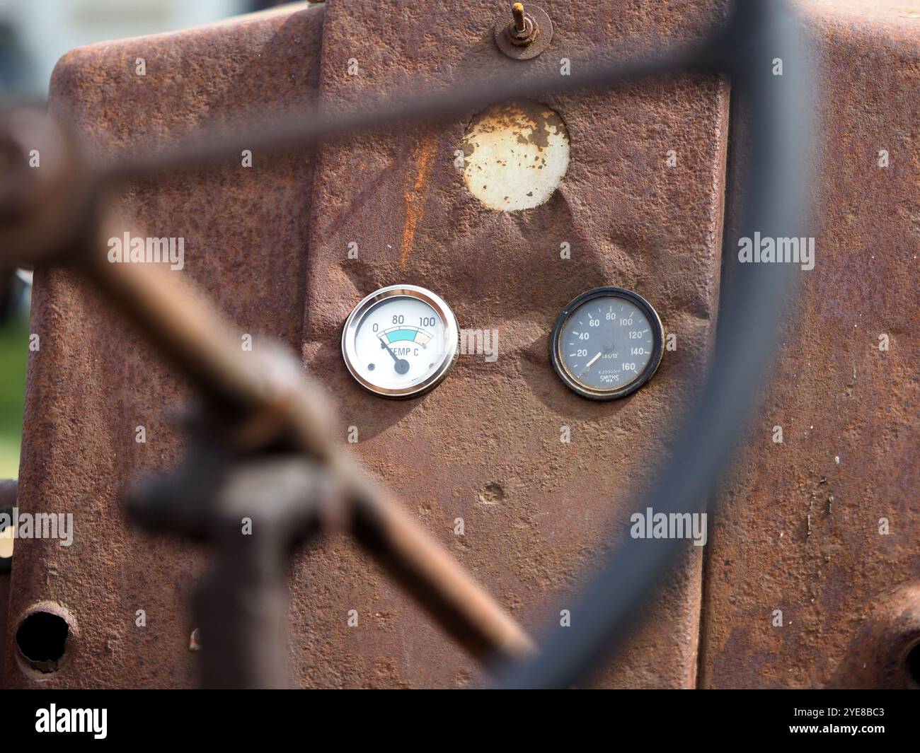 Gros plan sur un tracteur classique restauré, Royaume-Uni Banque D'Images