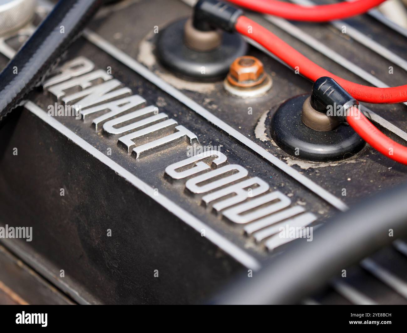 Gros plan sur un moteur Renault Gordini classique Banque D'Images