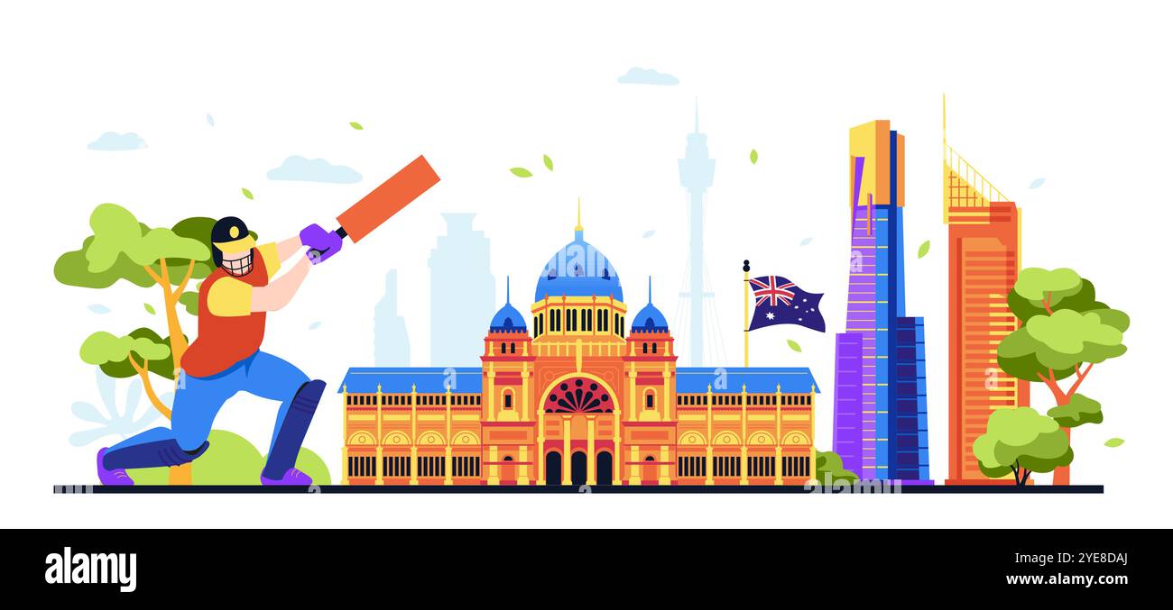 Trésors nationaux d'Australie - illustration vectorielle colorée moderne Illustration de Vecteur