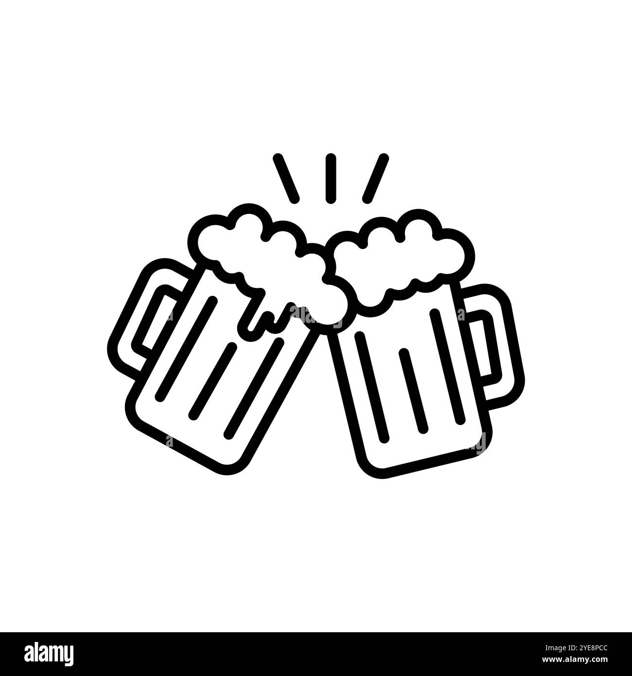 Icône deux verres à bière. Clin d'œil, acclamations et toasts. Illustration vectorielle sur fond blanc. Illustration de Vecteur