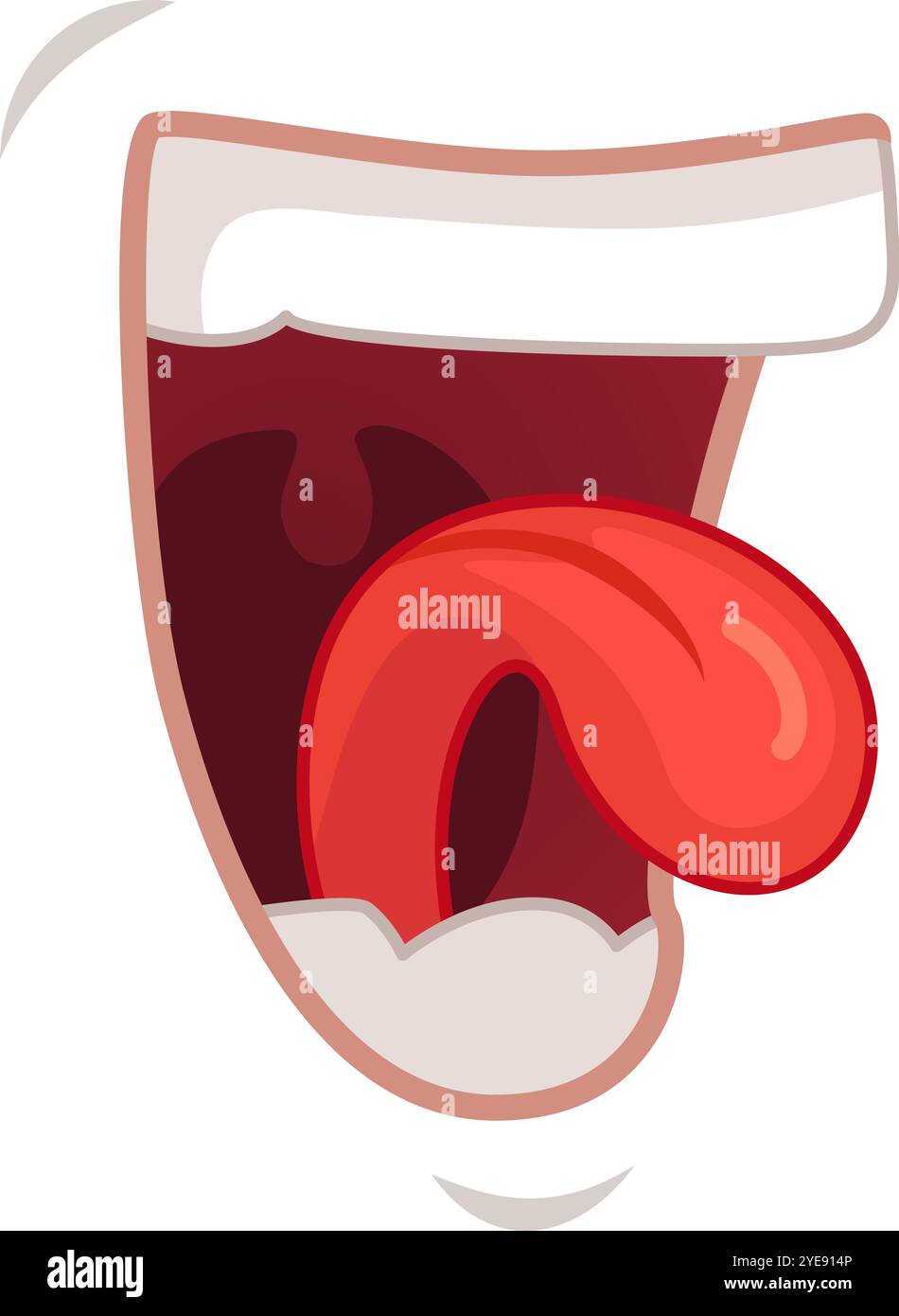 Bouche de dessin animé ludique sortant de sa langue, ajoutant humour et plaisir aux dessins. Parfait pour les expressions faciales, le goût et les thèmes allégés. Laissez Illustration de Vecteur