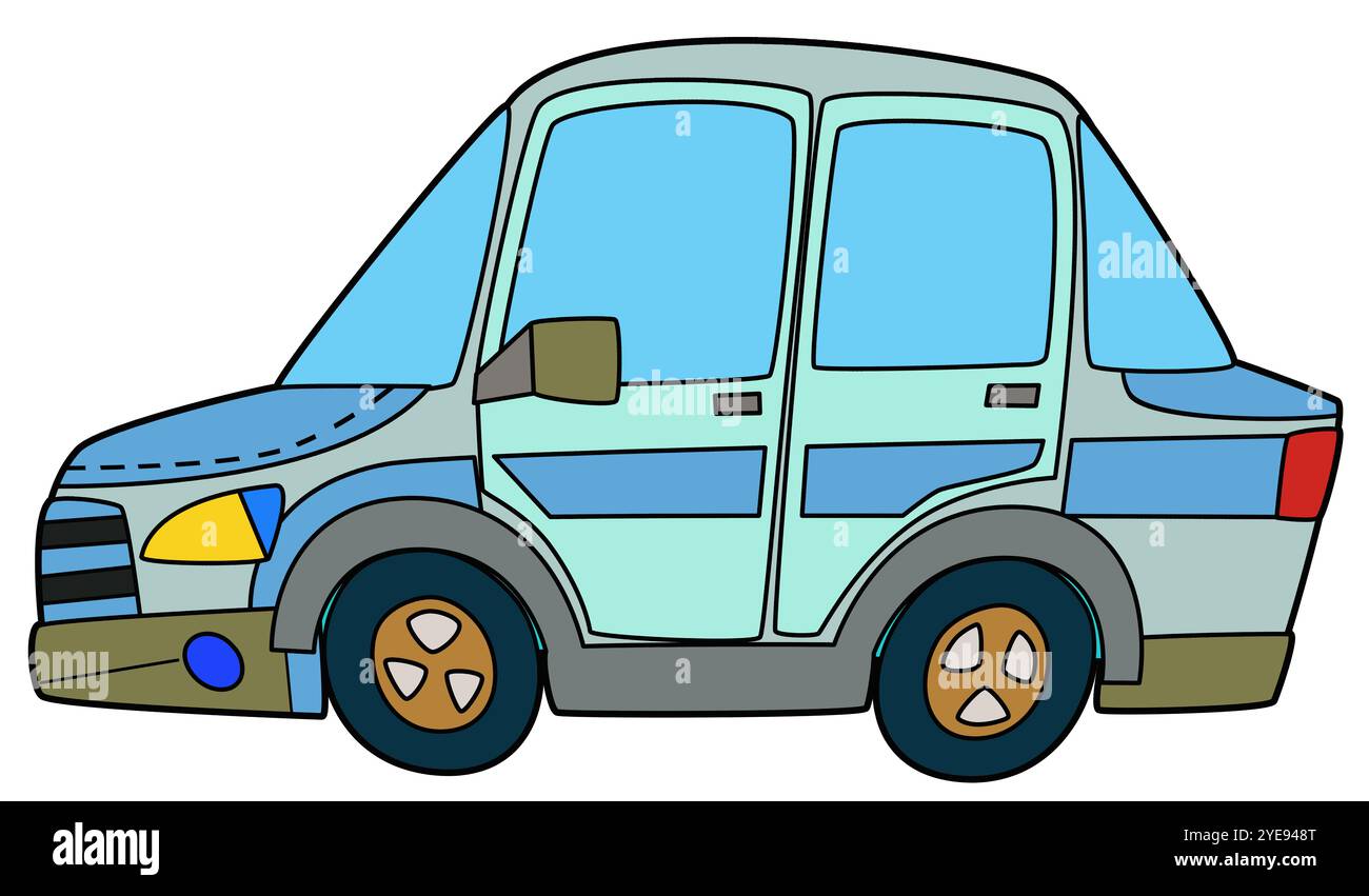 Coloriage page de voiture de police coloriage illustration isolée pour les enfants Banque D'Images