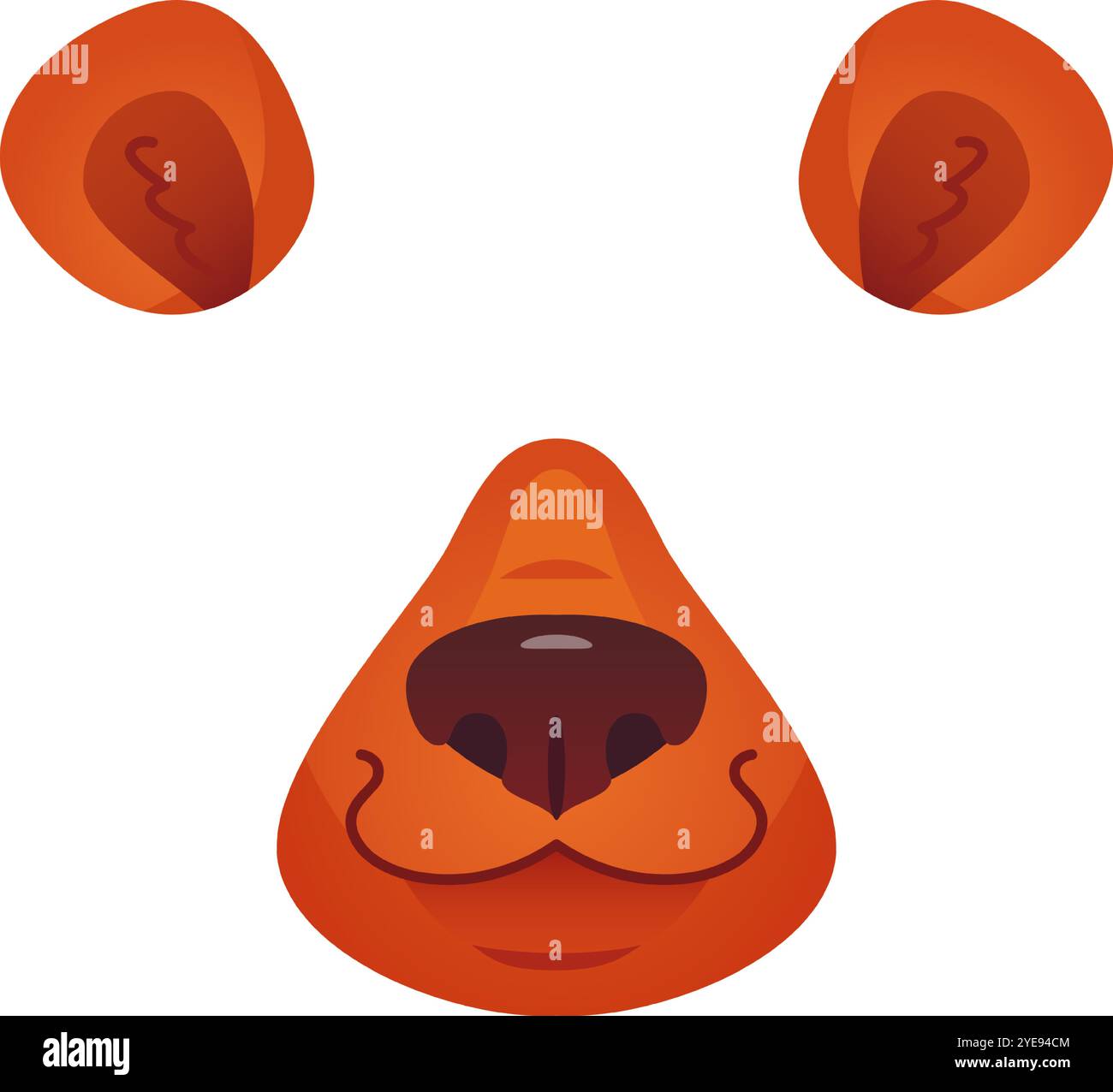 Adorable visage de chien de dessin animé avec grand nez noir et bouche souriante sur fond blanc, parfait pour les projets de conception mignons Illustration de Vecteur