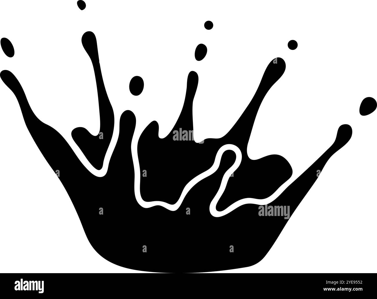 Encre noire captivante éclaboussant dans une forme de couronne sur fond blanc, ajoutant élégance et luxe à tout projet Illustration de Vecteur