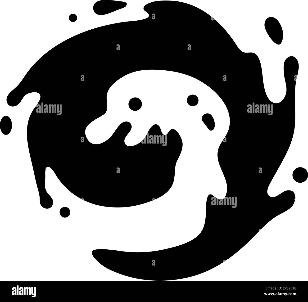 Peinture noire dynamique tourbillonnant dans un cercle sur fond blanc, parfait pour les projets créatifs Illustration de Vecteur